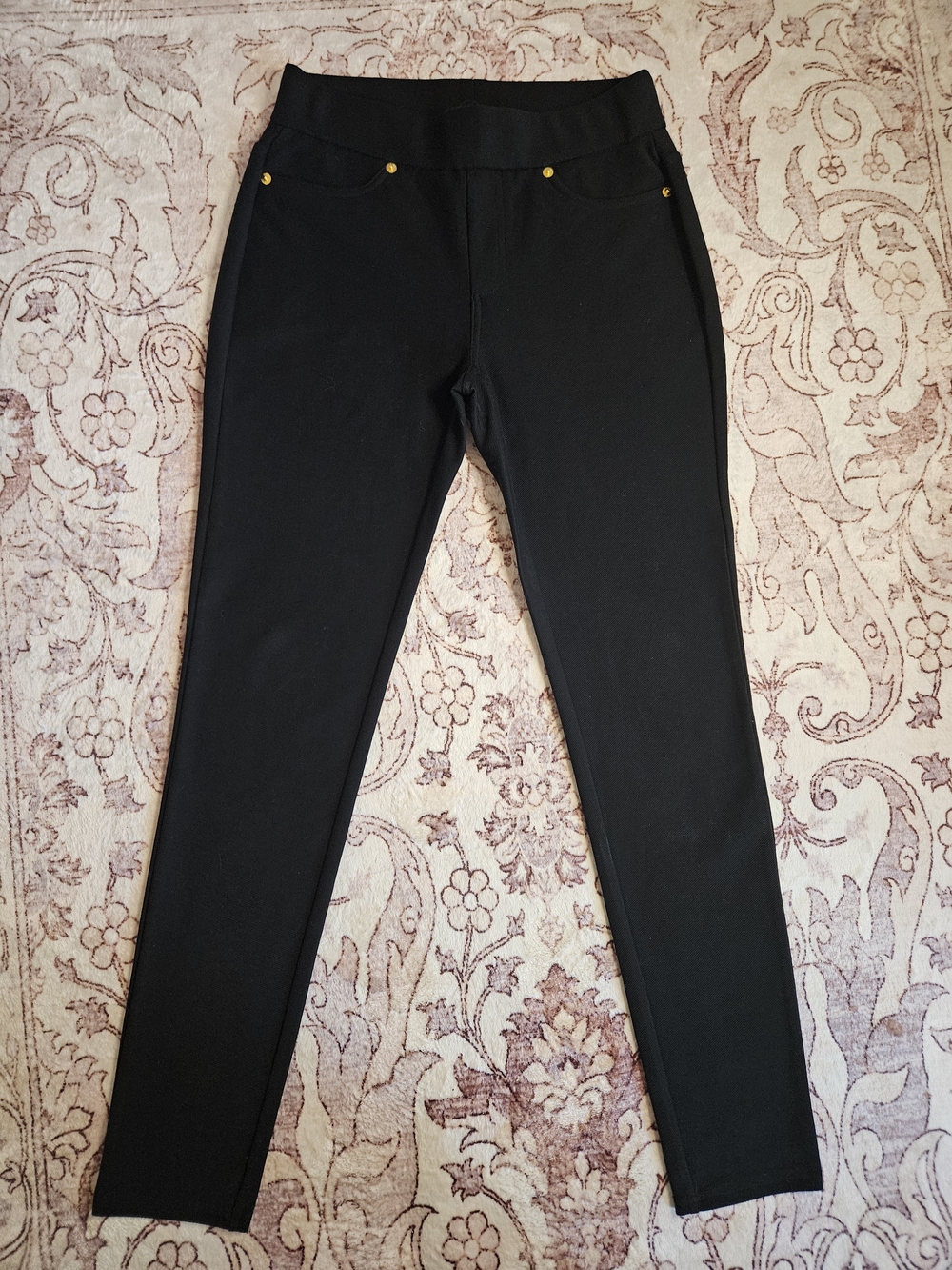 Michael Kors Black Skinny Ponte Jeans with Gold Stud Details
